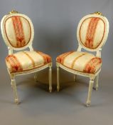 4 Stühle, weiß/gold gefasst, sehr gute Polsterung, Rückenhöhe ca. 95 cm