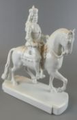 "Jan-Wellem-Reiterdenkmal", Rosenthal Porzellanfigur, Reiter auf Pferd auf Sockel,