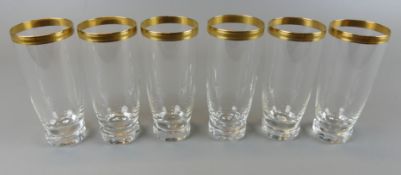 6 Wassergläser, verzierter Goldrand, H. ca. 14 cm