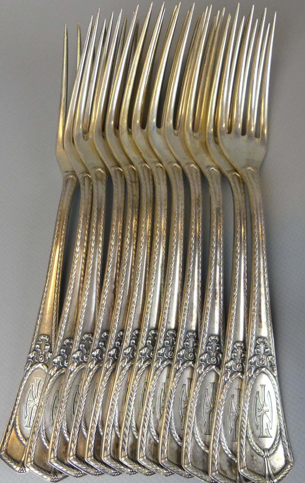 Besteck für 12 Personen, 800er Silber Halbmond/Krone, ca. 2832 g, - Image 2 of 4