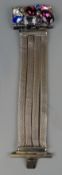 Gliederarmband mit Schmucksteinen, vier Stränge, Verschluss, L.ca. 17 cm