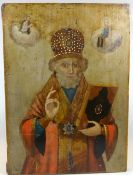 Ikone, Holz, Russland, "Heiliger Nikolaus", ca. 36,5 x 26 cm
