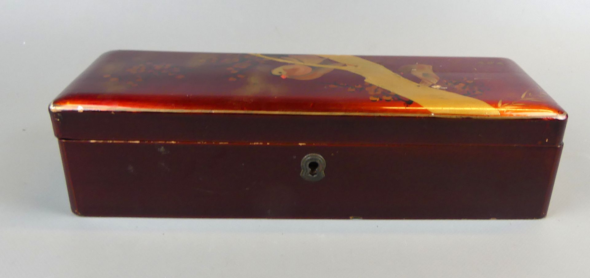 Silberschmuck mit Schmuckkiste, lackiert, Holz, bemalt, Vogelmotive, - Image 2 of 3