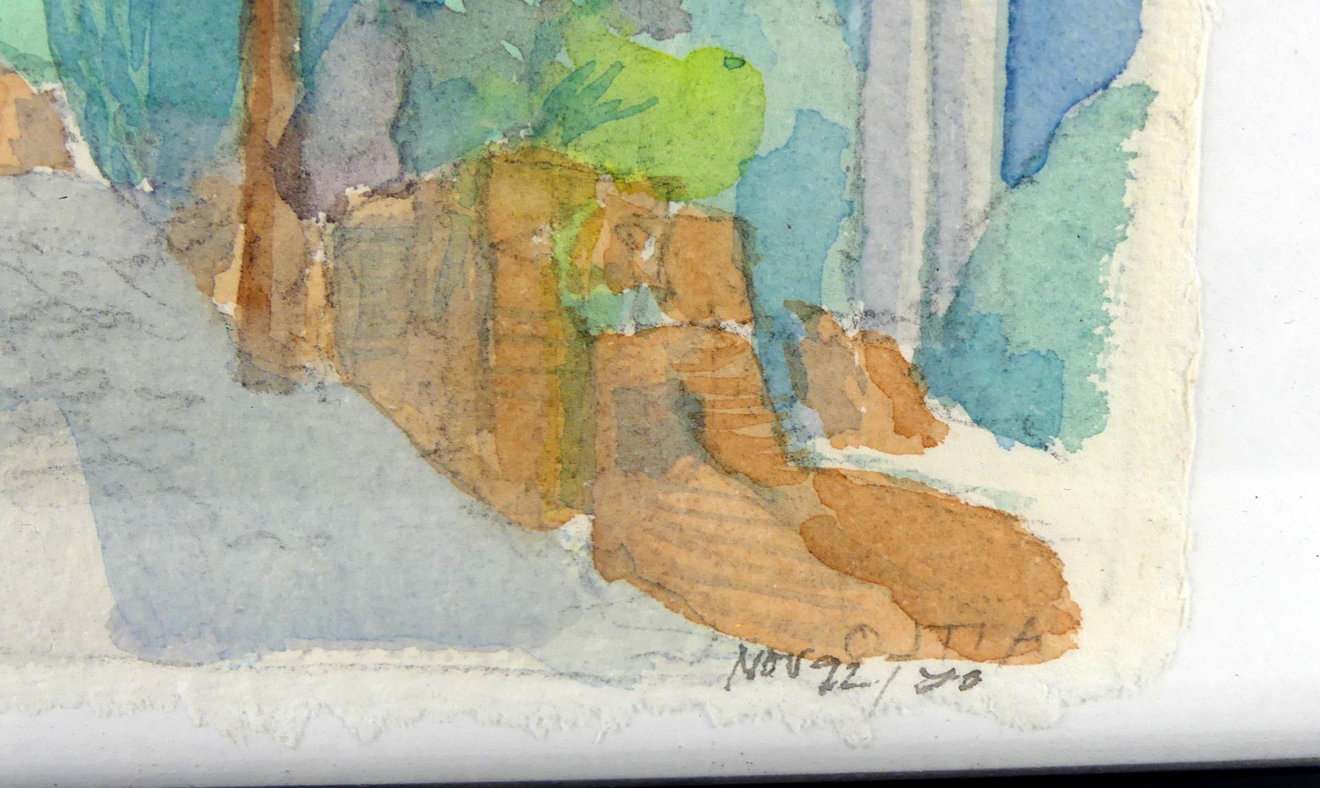 "Südländische Allee", Aquarell, mit Widmung, Passepartout, ca. 21 x 31 cm - Image 2 of 2