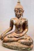Sitzender Buddha, Geste der Erdberührung (bhumisparsha mudra), Kunststoff /Holz?,