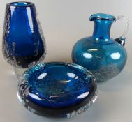Schott Zwiesel Kristallglas, Vase, Krug, Ascher, dickwandiges türkisblaues Glas,