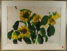 "Sonnenblumen", Aquarell, u.re.unles.sig., dat. 1988