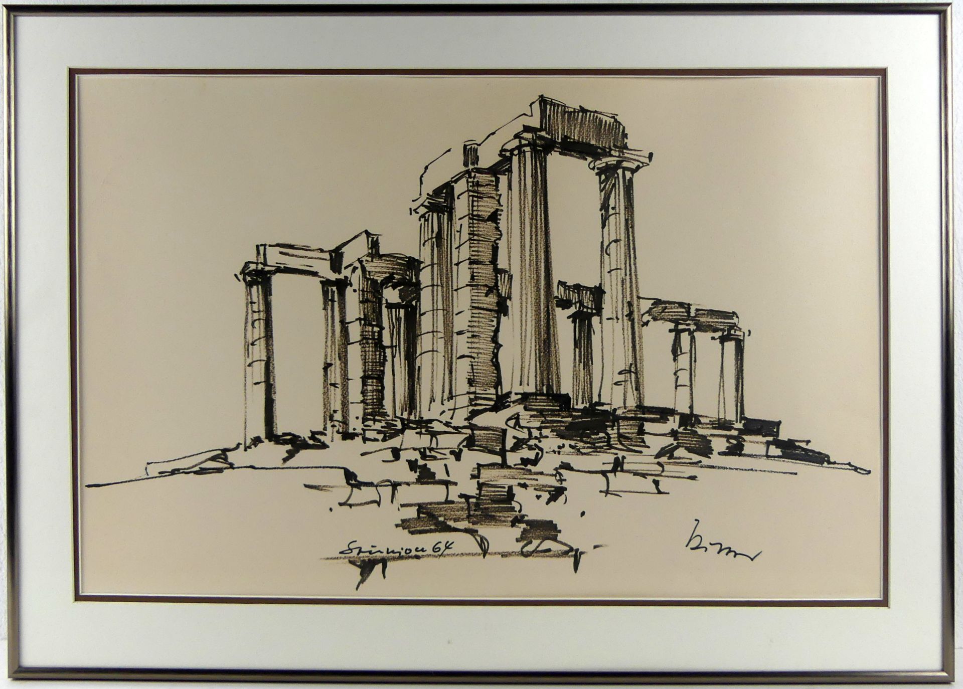 "Griechische Tempelruine", mittig unles. , bez., dat. '64,