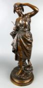EUGÈNE LAURENT (1832-1898), "Fischerin mit Korb", Bronze,