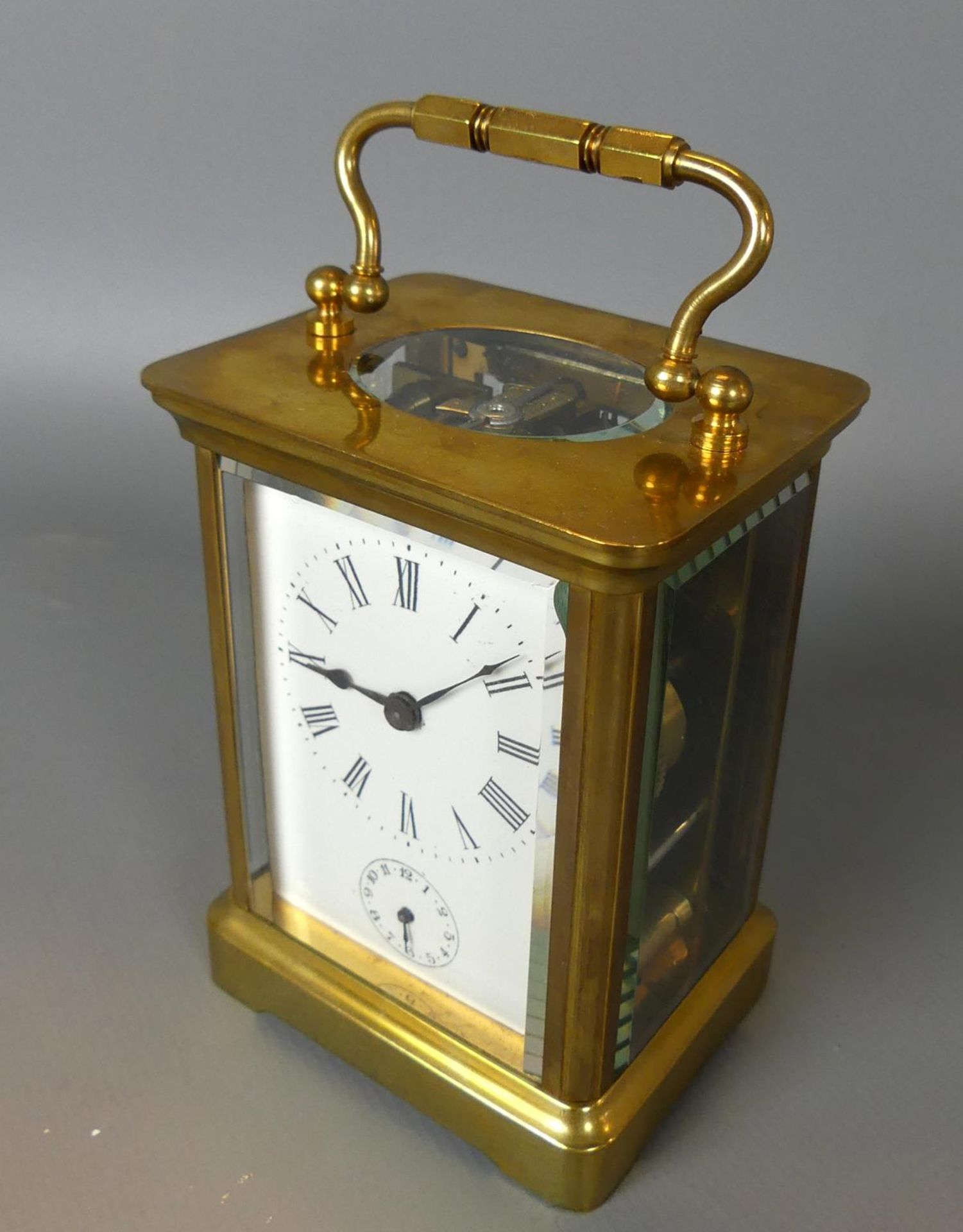 Reise-Uhr, mit Weckfunktion, Bronzevergoldet, um 1880, Frankreich,