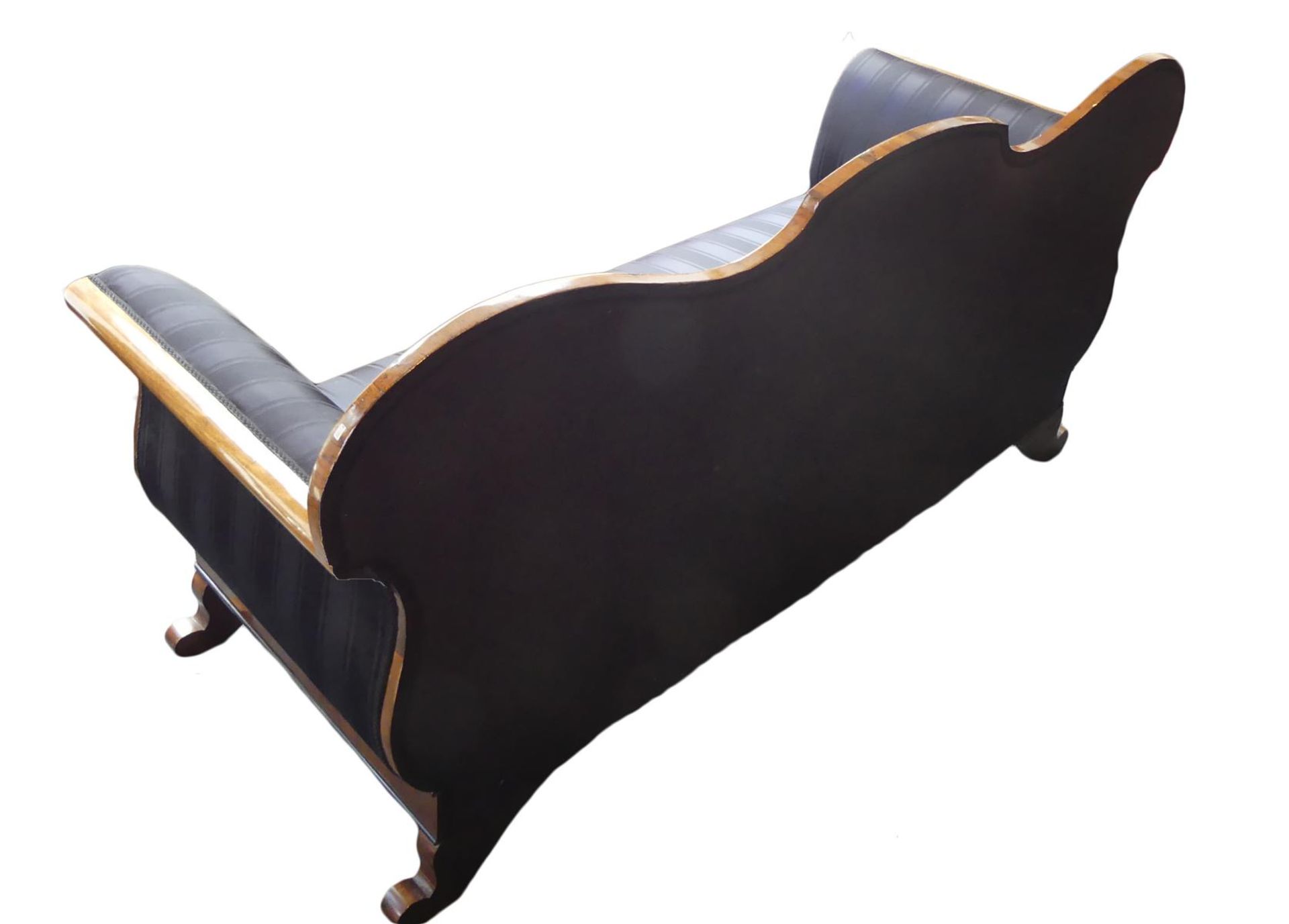 Sofa, Biedermeier, Mahagoni, schwarzer Stoff bezogen, Rücken bezogen, - Image 2 of 2