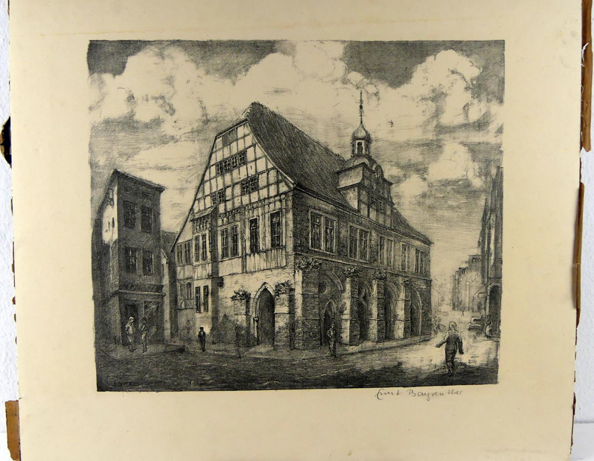 ERNST BAYREUTHER, "Mindener Rathaus", Druck, u.re.sig.,