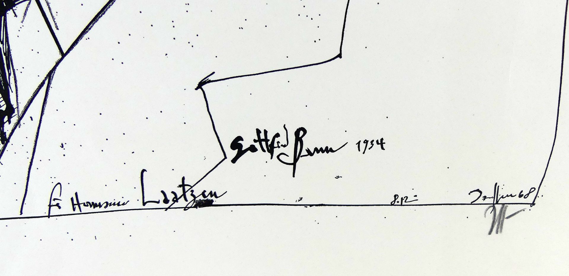 HORST JANSSEN "Gottfried Benn", Lithographie, u.re. mit Bleistift monogr., dat. '68, - Image 2 of 2