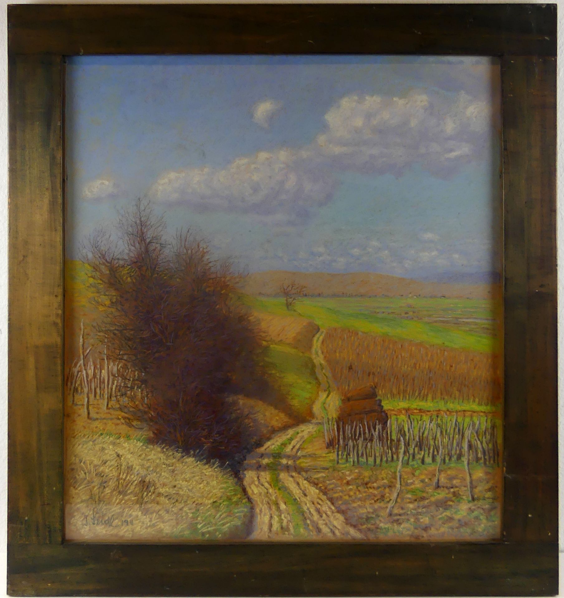 JAROMIR SEIDL (1893-1968), "Weinlandschaft im Rheingau", Farbkreidezeichnung,