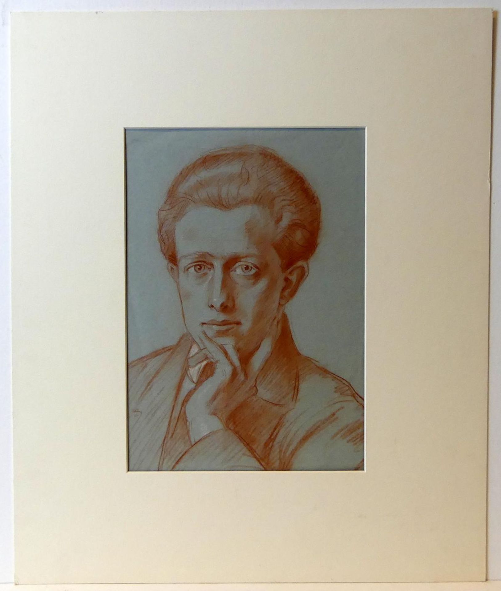GUSTAV JAHN (1879-1919), "Herrenportrait", Rötelzeichnung, signiert,
