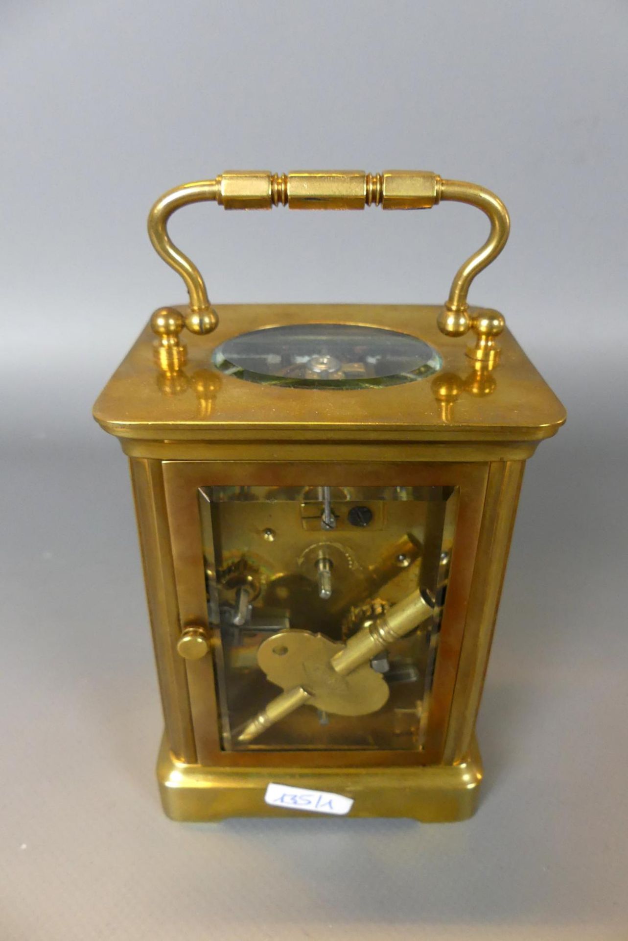 Reise-Uhr, mit Weckfunktion, Bronzevergoldet, um 1880, Frankreich, - Image 3 of 4