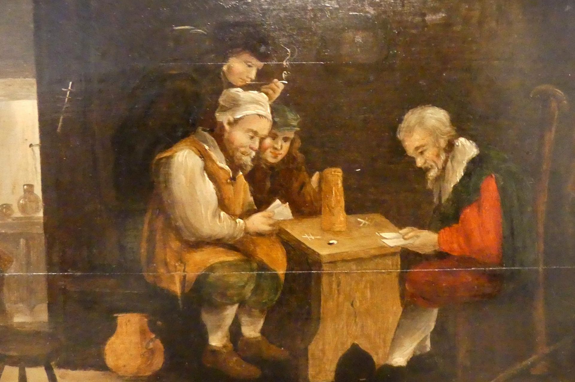 "Im Gasthaus beim Kartenspiel", Öl/Holz, zugeschr. DAVID TENIERS, - Bild 2 aus 3