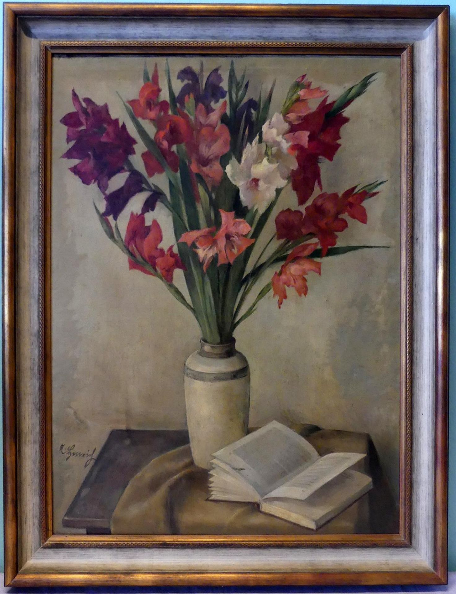ALBERT HENRICHS (1899 Düsseldorf-1971), "Gladiolenblumenstrauß",