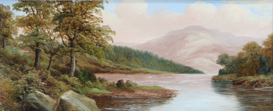 English School (19th Century) River Scene oil on board 17 x 42cm (6.75 x 16.5in)