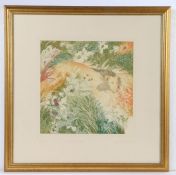 Anna Pugh (British, born 1938), 'Leaping Lion' Etching with aquatint printed in colours, 1984, on