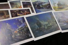 Railways related: Folder of twelve prints by Philip D Hawkins including 'The Duke and Two