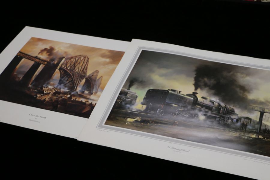 Railways related: Folder of two prints by David Weston - 'Over the Forth' & 'A Portrait of Power',