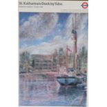 Underground interest: After Jacqueline Rizvi, 'St Katharine's Dock by Tube', coloured poster