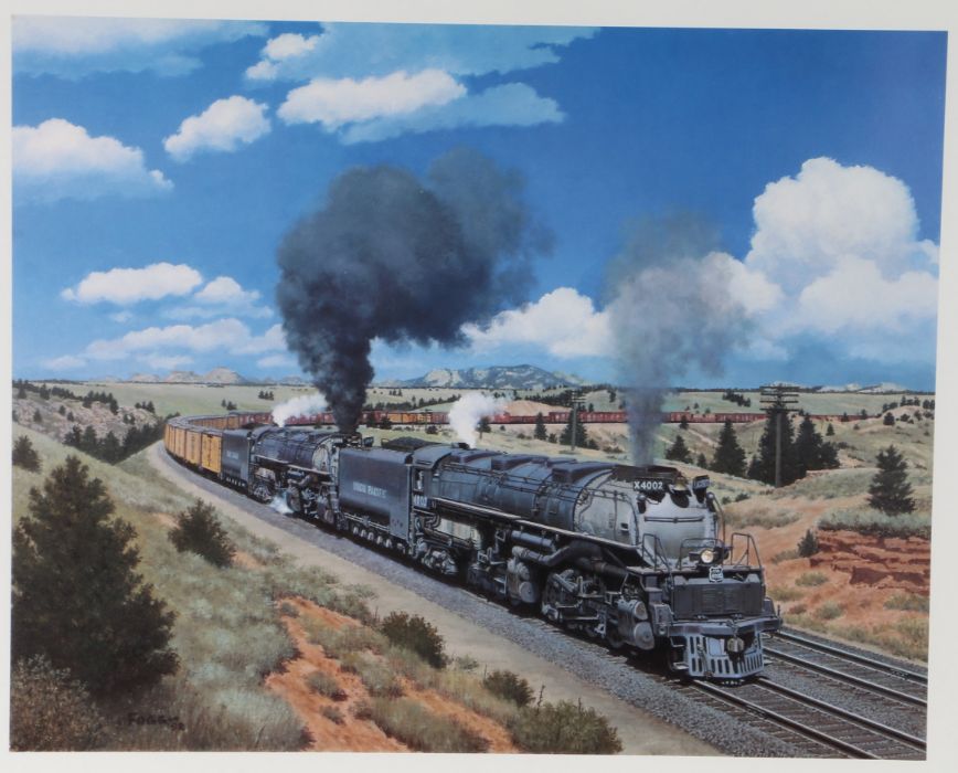 Railway related: After Howard Fogg, group of five coloured prints including 'Big Boy', various sizes - Image 3 of 5