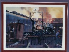 Railways related: Folder of four prints by David Weston - 'Steam up at Wainsford', 'Inside the
