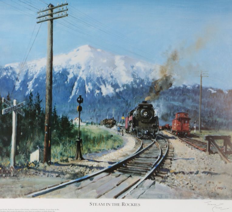 Railways related: Terence Cuneo (1907-1996) 'Steam in the Rockies', signed and numbered 55/500 (