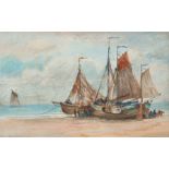 Ridley Richardson (19th/20th century) Great Yarmouth beach, signed watercolour dated 1910, housed in
