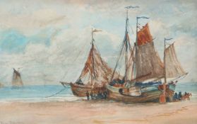 Ridley Richardson (19th/20th century) Great Yarmouth beach, signed watercolour dated 1910, housed in