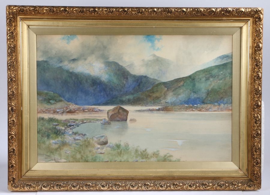 Henry Woods (1846-1921) Mountainous coastal scene signed (lower left) watercolour 50 x 76cm (19 3/