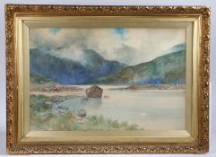 Henry Woods (1846-1921) Mountainous coastal scene signed (lower left) watercolour 50 x 76cm (19 3/