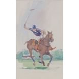 Terry McKivragan R.I. (1929-2013) Polo player, signed (lower-right), watercolour, mounted, unframed,
