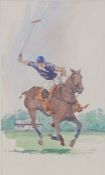 Terry McKivragan R.I. (1929-2013) Polo player, signed (lower-right), watercolour, mounted, unframed,