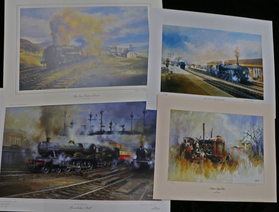 Railways related: Folder of four prints by David Weston - 'Never Say Die', 'Busy Day at the