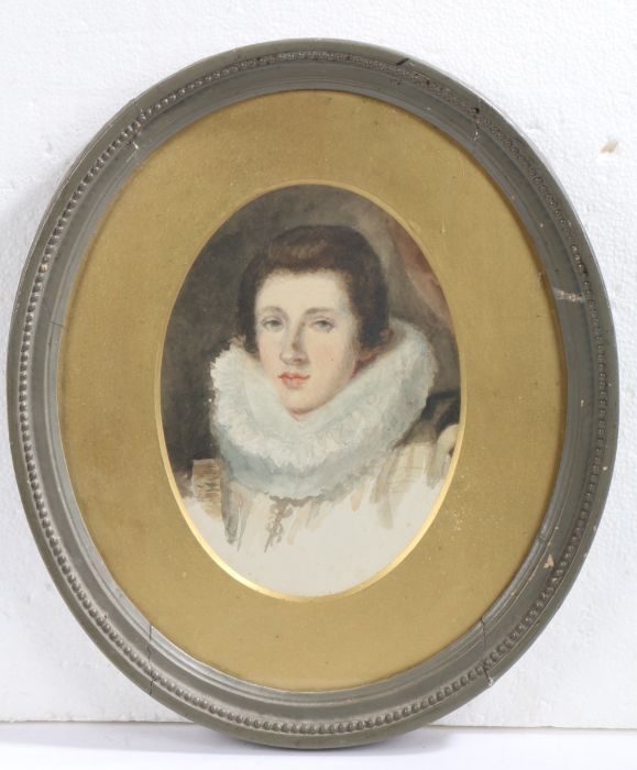 English School (19th Century) 'Sir Philip Sydney', watercolour, 21 x 15cm oval