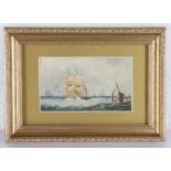 Mary Eaton (19th Century), Seascape, signed and dated 1834 to reverse, watercolour, 9 x 16cm