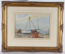 Reginald Mayes (British, 1901-1992), Beached Fishing Boat, signed (lower left), watercolour 24 x