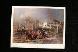 Railways related: Terence Cuneo (1907-1996) 'Preparing for Departure', signed  (lower right),