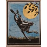 Clive Hardy (British, contemporary) 'Dancing in the Moonlight' Linocut printed in black with