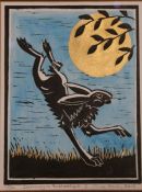 Clive Hardy (British, contemporary) 'Dancing in the Moonlight' Linocut printed in black with