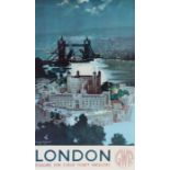 After Frank Henry Mason, 'London' (GWR), reproduction travel poster 1986, 77 x 47cm (30 x 18.5in) MB