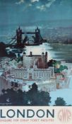 After Frank Henry Mason, 'London' (GWR), reproduction travel poster 1986, 77 x 47cm (30 x 18.5in) MB