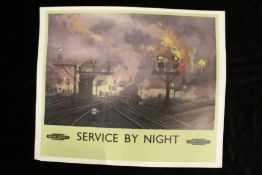 Railways related: After David Shepherd 'Service by Night', coloured print, reproduced by kind