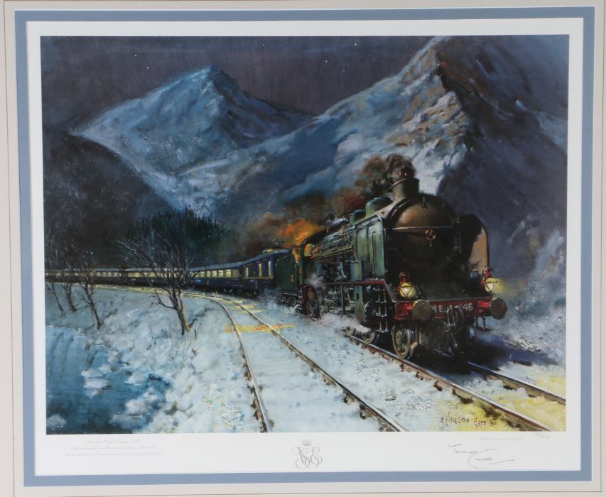 Railways related: Terence Cuneo (1907-1996) 'Simplon Orient Express 1930's', signed and numbered - Image 2 of 2