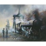 Railways related: David Weston (1935-2011), 'Steam at Top Shed', signed (lower right), coloured