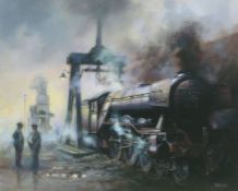 Railways related: David Weston (1935-2011), 'Steam at Top Shed', signed (lower right), coloured