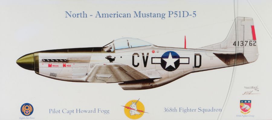 Stuart Black (20th Century), 'P-51D-5 Mustang', signed (lower right), original artwork, 24 x 52cm ( - Image 2 of 2